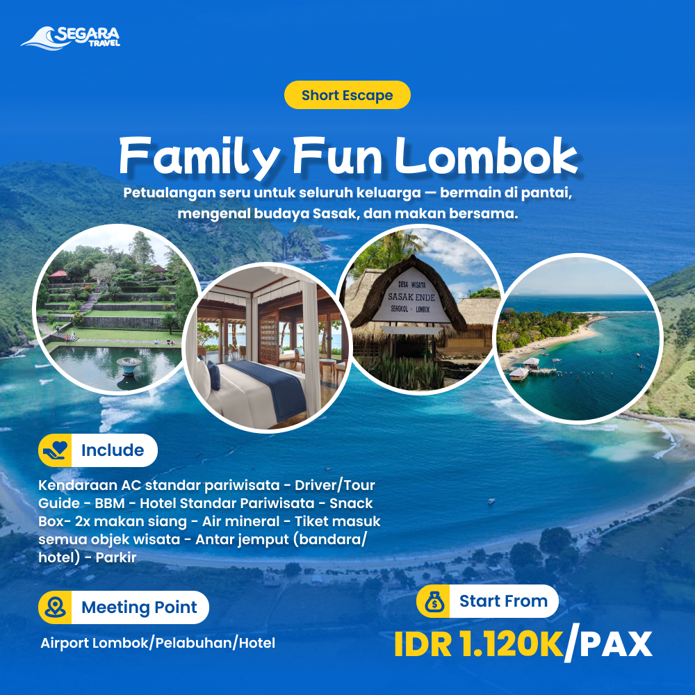 Wisata keluarga Lombok Desa Sasak Ende pantai edukatif